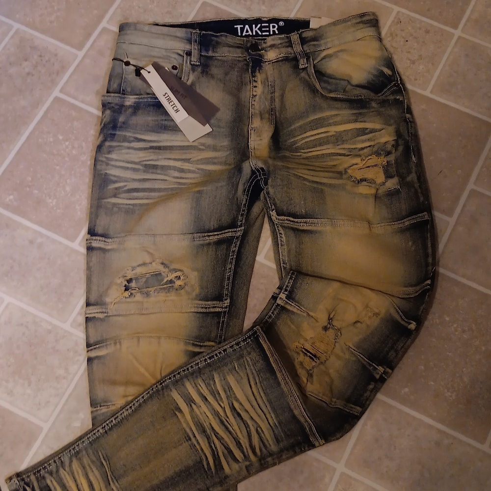 2 Pair Slim Skinny Fit Jeans. Taker And Copper Rivet Brands. Sz 32/32.desert/blu - Picture 5 of 9